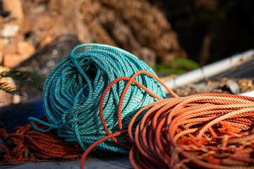 fishing rope on a lobster fishing boat in tasmania