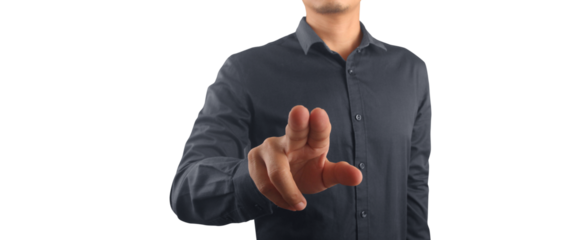 hand pressing social buttons