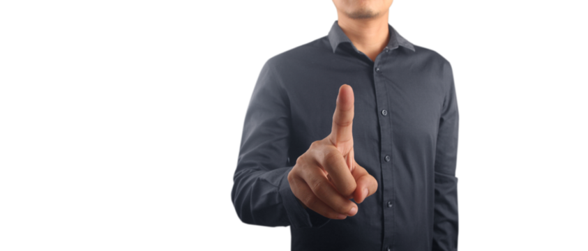 hand pressing social buttons