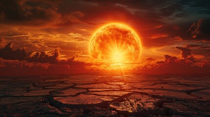 Intense Sunset Symbolizes Effects of Global Warming 