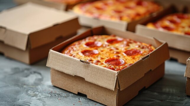 product pictures of closed catering boxes, bakery boxes, closed pizza boxes, and food boxes, on a white