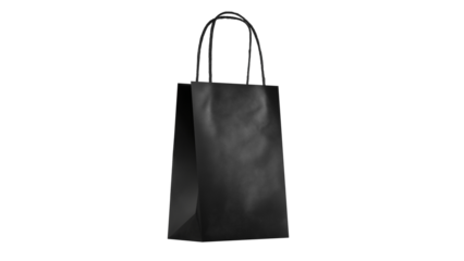 Black paper glossy shopping bag mockup with black handles