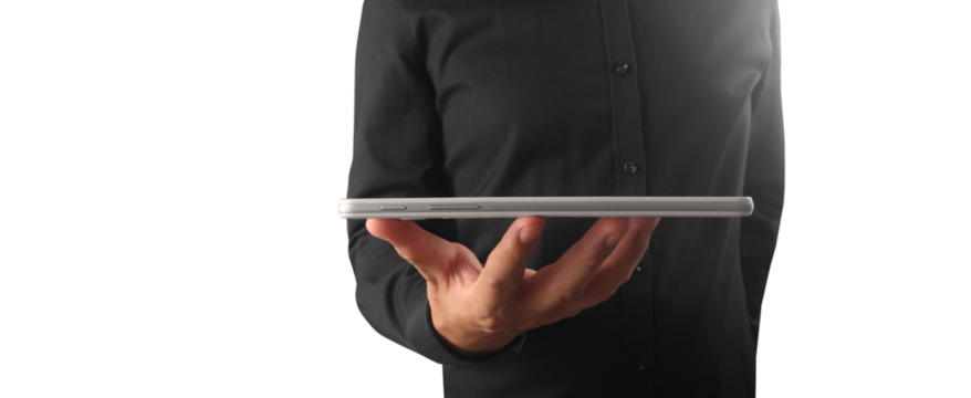 Hands holding tablet touch