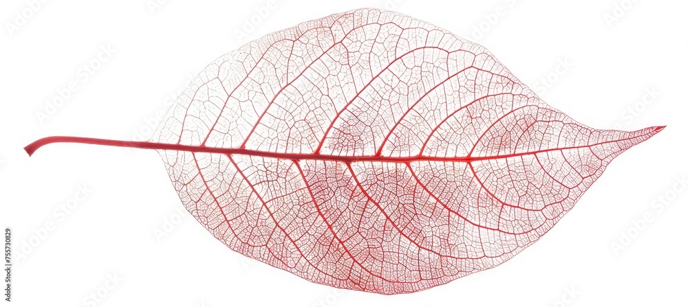 Poster detailed red leaf skeleton texture background for creative design projects and artistic concepts.