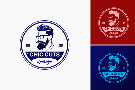 Chic Cuts Barbershop Hairstyle Logo: Sleek scissors forming a silhouette of a stylish haircut, symbolizing precision and grooming. Ideal for modern barbershops or hair salons.