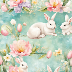 seamless easter pattern with rabbits - 755731812