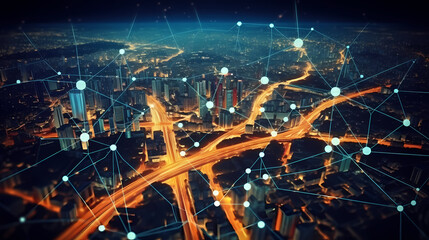 City map illustration, location and technology concept