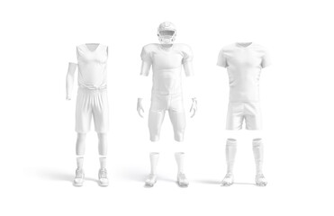 Blank white football and basketball uniform mockup, front view