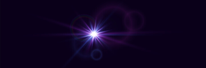 The glare of a star. Flash of rays of light. Flickering light effect.