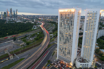  Building on Begovaya street, highway, twin 38-storey towers - is part of largest residential complex with 1946 apartments in Moscow