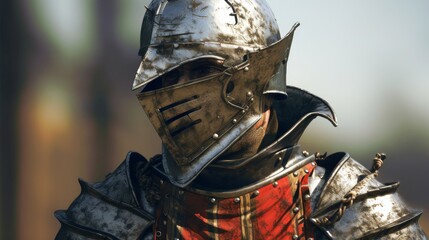 A medieval knight with a visible scar from battle - obrazy, fototapety, plakaty