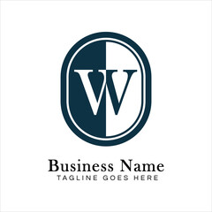 Letter W Logo in Oval shape. Alphabet W Business Icon in Round Shape