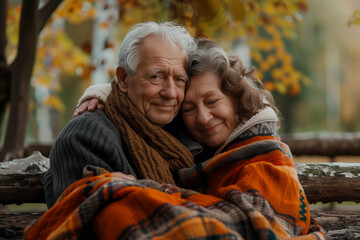 Happy Retirement Together Senior Couple Enjoying Leisure Time in the Park, Bonding and Sharing Love