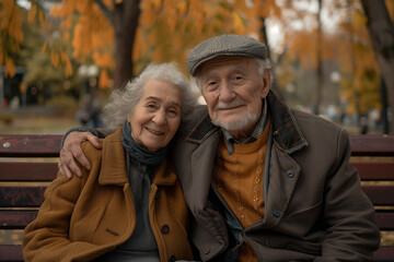 Happy Retirement Together Senior Couple Enjoying Leisure Time in the Park, Bonding and Sharing Love