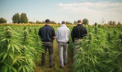 Officers patrolling marijuana cultivation sites. suitable for your plant crime design
