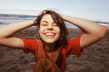 Joyful Traveler: A Woman's Back View, Backpacking through a Beautiful Tropical Island, Enjoying the Serene Beach and Crystal Blue Waters