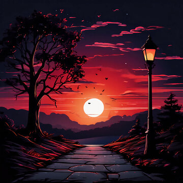 A beutiful night nuture good looking image with moon light ai generate image.