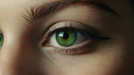 close up of a female green eye