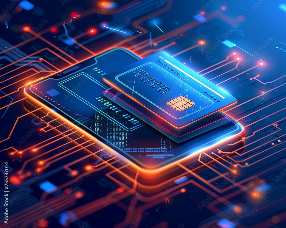 Poster secure digital payment concept on mobile an isometric illustration of secure mobile payment with enc