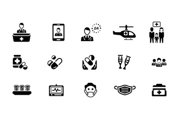 Health and medical flat vector icon set