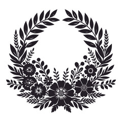 Wreath of leaves and flowers