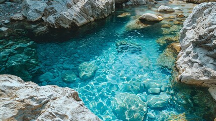 Large Pool of Water Surrounded by Rocks