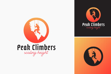 Peak Climbers Logo: A group of climbers ascending a mountain peak, symbolizing determination and achievement. Ideal for adventure sports companies or mountain climbing clubs.Untitled-41