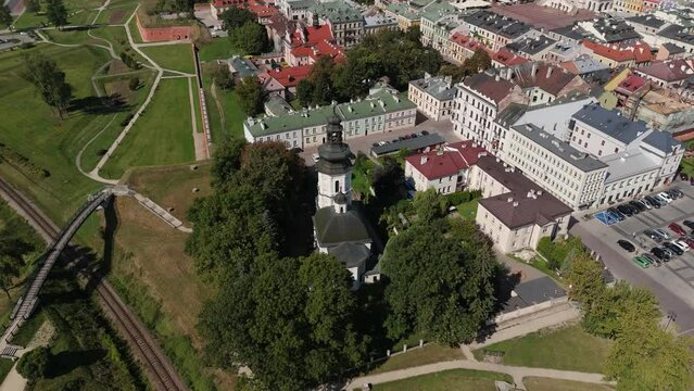 Beautiful Landscape Church Old Town Market Square Zamosc Aerial View Poland