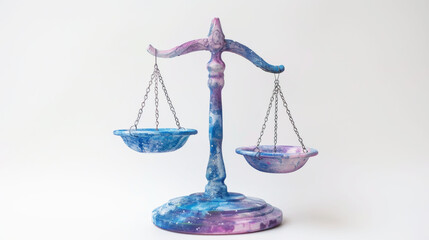 Watercolor Libra scales painted in cosmic hues, representing the zodiac's balance and justice.