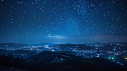 Fototapeta premium Night Sky View From Hill