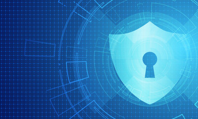 Cyber security technology concept , Shield With Keyhole icon with world map background , personal data , vector illustration.