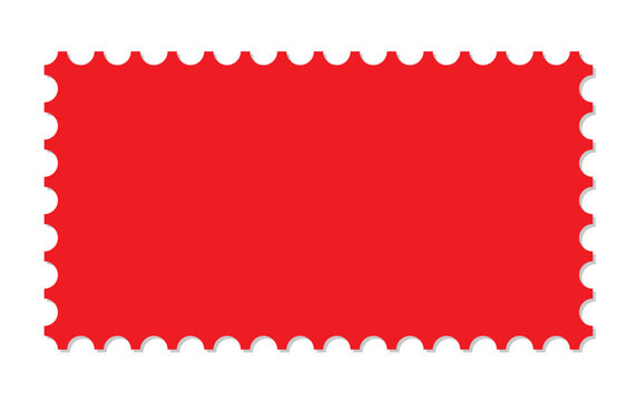 Postage stamp blank with perforated border. Paper postcard of square shape. Template mail postage for post delivery envelope, paper mark. Mockup post stamp. vector illustration eps10 