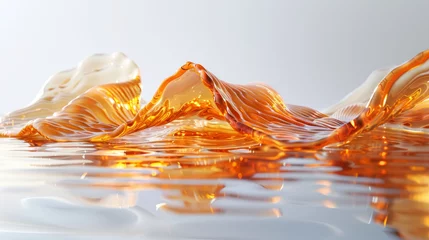 Fotobehang Close-up of golden honey waves, implying natural sweetness and organic produce. © Sergei