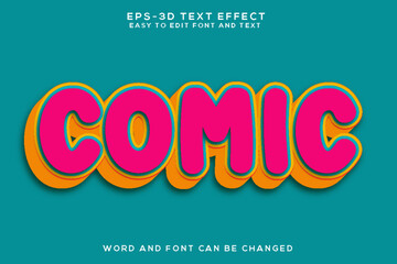 Comic editable 3d text effect  - obrazy, fototapety, plakaty