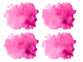 Set of pink paint color powder festival explosion burst isolated on transparent background, transparency image, removed background