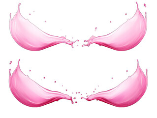 Set of pink liquid wave splash water isolated on transparent background, transparency image, removed background - obrazy, fototapety, plakaty