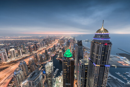  Princess tower and Dubai Marina, height of building is 414 m, with 101 floors - this is second tallest residential building in world