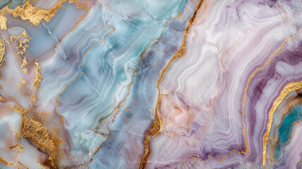 Abstract background marble textured  with gold fluid turquoise and violet  colors