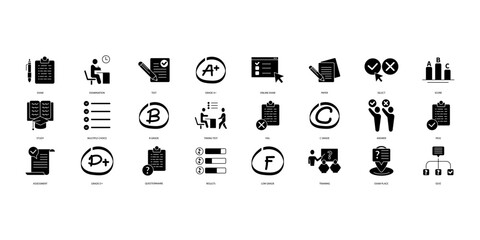 Exam icons set. Set of editable stroke icons.Vector set of Exam