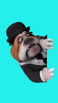 Fun 3D cartoon dog vertical animation (with alpha channel included)