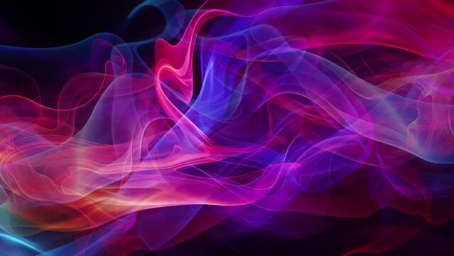Abstract motion background with multicolor waving smoke lines, 4k