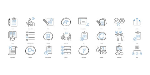 Exam icons set. Set of editable stroke icons.Vector set of Exam
