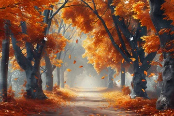 Deurstickers autumn in the park © Rida