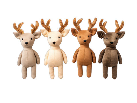 deer stuffed animal collection set isolated on transparent background, transparency image, removed background
