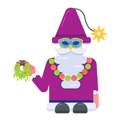 Get a glimpse of gnome character, flat icon 