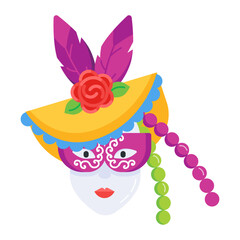 A flat style icon of queen mask 
