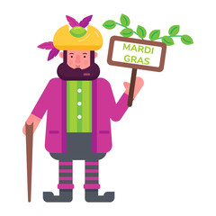 Check flat icon of mardi gras costume 