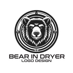 Bear In Dryer Vector Logo Design