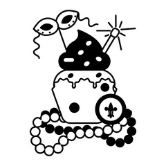 A scalable glyph icon showing festive cupcake 