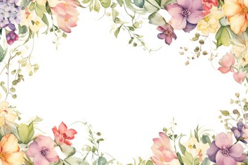 Naklejka premium A background of watercolor flowers with a clean area for text